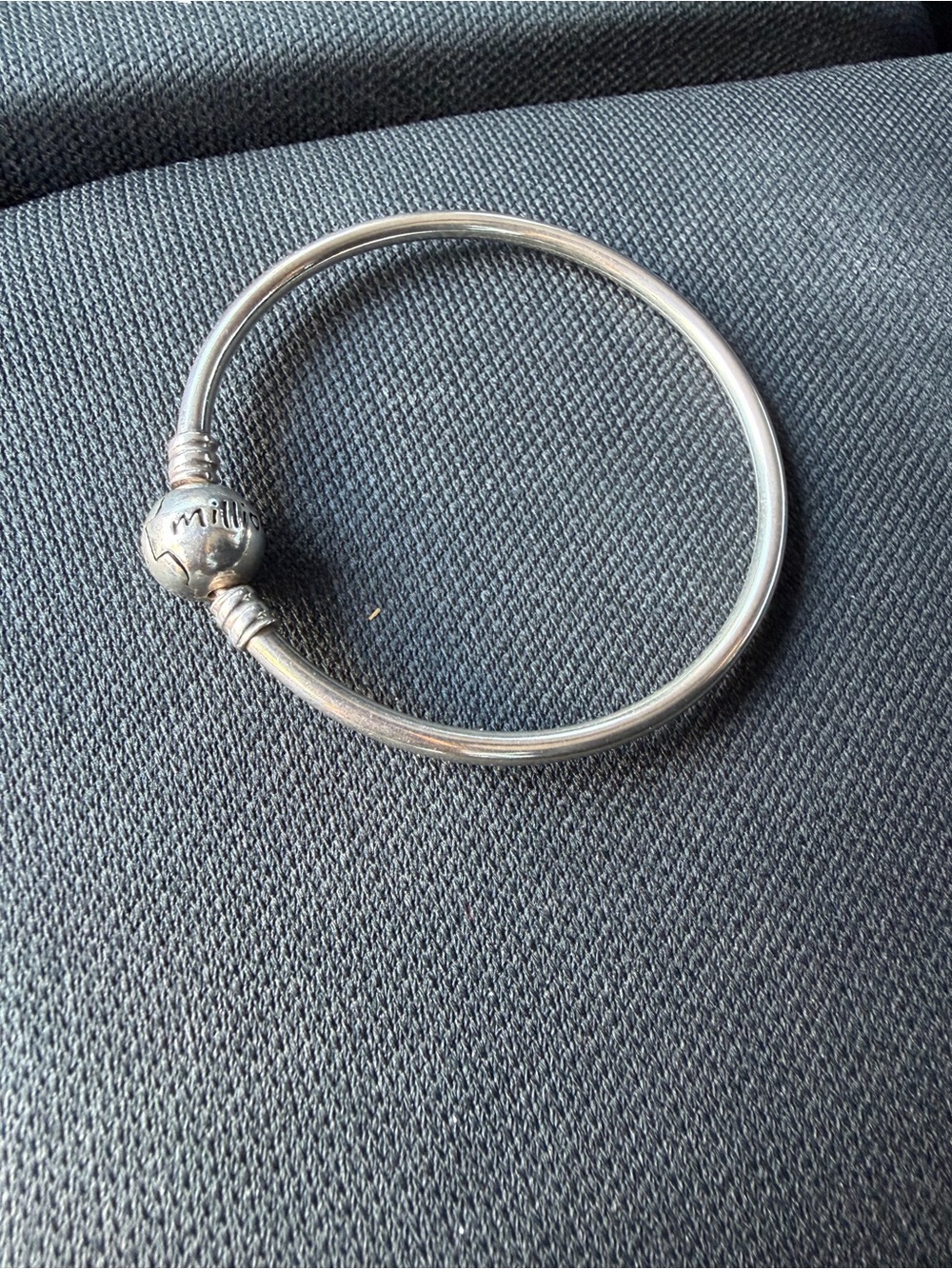 Pandora Silver Signature Bead Bangle Bracelet,
